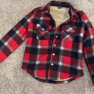 Plaid Red and Black Kids Sherpa jacket